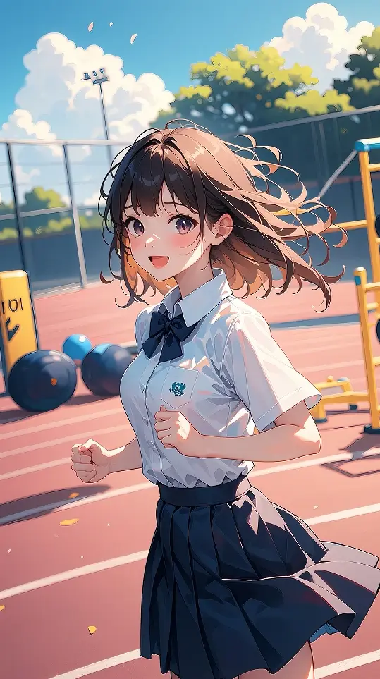 校园操场上的漫画人物